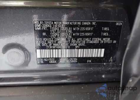 2024 Toyota Rav4 Le from USA, damaged, VIN 2T3H1RFV6RC286910